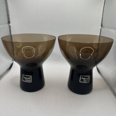 2 Vtg Imperial Lenox Glass Reflection Nut Brown Champagne Sherbet Desert 4.25”