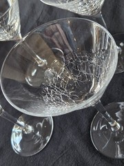 Pier 1 Slanted Clear Crackle 7 1/4″ Martini Glasses Set of 4 Reflections