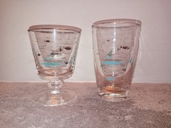 Libbey MCM Glass/Goblet Mediterranean Atomic Fish Two Glasses