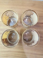 Lot Of 4 Bicentennial Liberty Bell Glasses Lowball Vintage Whiskey 1776-1976