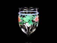 Ranmaru Japanese Glass Kensington Floral Grapes 5pc 10.75″ Carafe & Glasses 1970