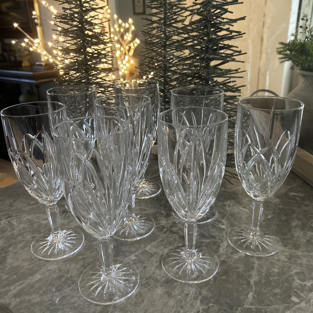 Set Of 8 Marquis by Waterford “BROOKSIDE” Crystal Glasses – Iced Tea – 12oz