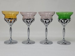 Set of 4 Farber Brothers Krome Kraft Cambridge Glass Morgantown Liquor Cocktail