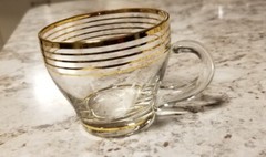 Vintage 22K Etched Gold Trimmed Punch Glasses Cup Mid Century Set Of 11