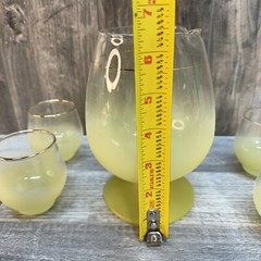 VINTAGE BLENDO YELLOW MARTINI DRINK COMPLETE SET 6 GLASSES 60’s MCM EUC
