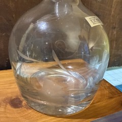 Romanian Tuscany Decanter 24” Tall 5” Wide Hand Blown Floral Etching