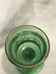 vintage coopers mills, ME green glass souvenir goblet