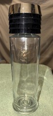 Vintage Maryland State Coat Of Arms Glass Shaker Feature A Tiered Blk/gold Top