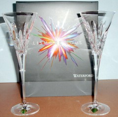 Waterford Lismore Pops Clear Crystal Toasting Champagne Flute Pair #40023071 New