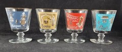 Vintage 1950s MCM LIBBEY International World Cities Footed Cocktail Glasses x 8