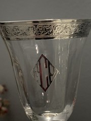 Early 1900s Sterling Rimmed Crystal Wine Glasses Set of 2
