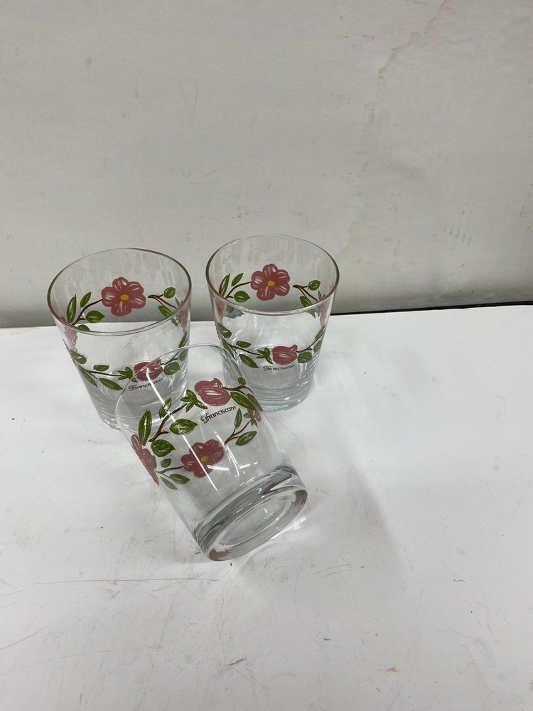 3 FRANCISCAN DESERT ROSE JUICE GLASSES – MARKED