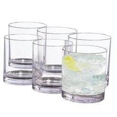 Drinking Glass Sets, Set of Plastic Cups Unbreakable Drinkware Glasses 12 oz 6