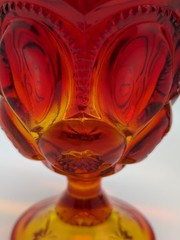 Lot of 2 VTG LE Smith Moon and Stars Amberina Glass Stemmed Wine Goblet 6″