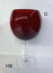 Set of (4) Rare 7” tall water/wine glasses. Ruby red. Manufacturer unknown.