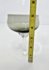 Set of 6 VTG Sasaki Coronation Smoke Gray Champagne Coupes Twisted Stem Glasses