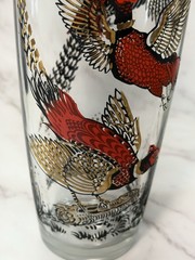 Vintage Hazel-Atlas Continental Can Pheasant Barware Set 11 Pc MCM Highball Shot