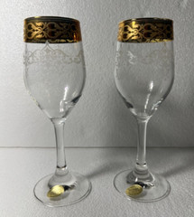 Two Bernini Crystal Stemware Wine Glasses – 7.5 inches tall