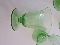 x4 Vtg Fostoria Vesper Green H2F Fruit / Oyster Glowing Glass 3 Chipped Free Shp