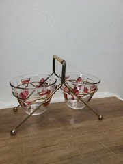MCM Gay Fad Studios Double Ice Bucket Brass Caddy 22KT Gold Accent Bar Decor