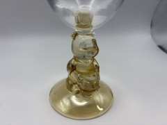 Vintage Walt Disney Company Winnie the Pooh Amber Stem Wine Glass Goblet 6.25”
