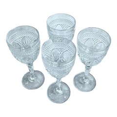 Set of 4 D’Arques Clear Cut Crystal Goblets Wine Water Glasses Elegant Stemware