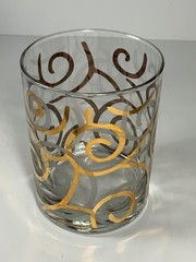Set of 4 Vintage Culver 22 KT Gold Swirl Lowball Glasses 4.25 in.