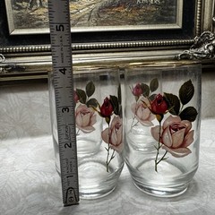 4 West Virginia Glasses Radiant Rose 4” Vintage Juice Glasses .