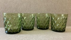 VTG Anchor Hocking Fire King Gemstone Kimberly Glasses Set Of 4 Green ￼