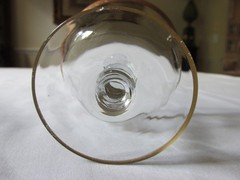 Set 6 Tiffin Panel Optic LAUREL LEAF Gold Encrusted Crystal Low Sherbet 3 1/2″