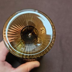 1 Robert Stanley Taupe Amber Glass Goblet Bar & Circle Pattern 10 oz 6 5/8” Tall