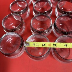 DOROTHY THORPE MID CENTURY MODERN PUNCH BOWL With 12 ROLY POLY GLASSES 1960s MCM