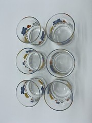Set of 6 Libbey Floral Bouquet 3-1/2″ Tumblers 10 oz Blue Orange Yellow