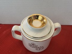 Vintage Libbey Rx/Pharmacy/Apothecary Glasses Set Of 4 and Sugar bowl with lid