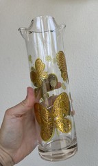 6 Piece Set Of Vintage Culver Cocktail Footed Glass Set 22K Gold Butterfly RARE