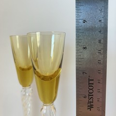 Vintage Stuart Crystal – Iona Air Twist Stem Set Of 4 Amber Cordial Glasses