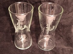 Etched Monogramed Letter L Drinking Glasses Pair