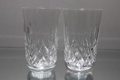Two (2) Waterford Crystal Lismore 12 ounce 5″ Flat Tumbler Glasses Gothic Sign