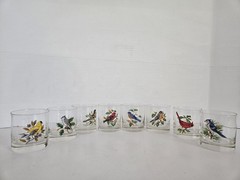 8 Vintage West Virginia Glass Co. Song Birds 3.5″ Drinking Glasses FREE SHIPPING