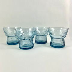Vintage Libbey St. Clair Stunning Blue 6 oz Juice Glasses Tumblers Set/4