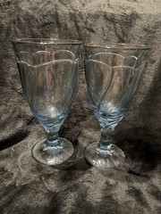 (2) Vintage Noritake Sweet Swirl Light Blue Large Iced Tea Goblets