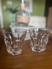 Signed Saint-Louis France Cut Crystal Whiskey Tumblers Old Fashioned Pair
