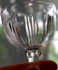 Vtg Set 6 ANCHOR HOCKING COLONIAL CLEAR Wine Glasses RIBBED ARCH W RAYED FOOT
