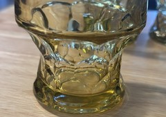 Vintage 70s Libbey Glass Tumblers Georgian Honeycomb Amber 4″ Tall – Set of 5