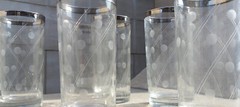Atomic & Space Age Highball Tumbler Water Glasses Set 6x MCM 1950s