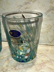Murano Turquoise Speckle Handmade Glasses Set/2 New Italy Made 15oz