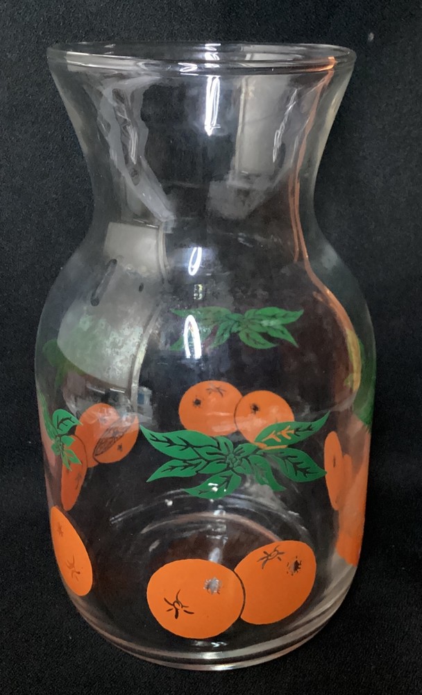 Vtg 1950s Federal Glass Handi-Serv Retro Orange Juice Carafe Pitcher Small Glass