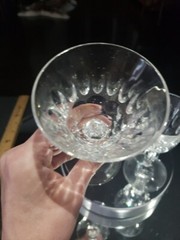 Wine / Cocktail Glasses Antique crystal Bubble stem Flute panel cut thumbprints