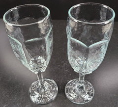 (2) Libbey Chivalry Clear Whiskey Sour Glasses Set Textured Rock Sharpe Stemware