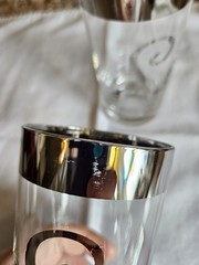 Vintage DorothyThorpe 2 Silver Rim Highball Glasses Scroll L Monogram MCM 1960’s